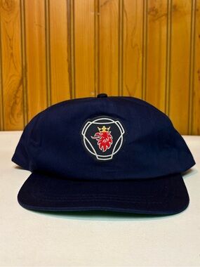 Navy Baseball Cap with Red Crowned Lion Patch